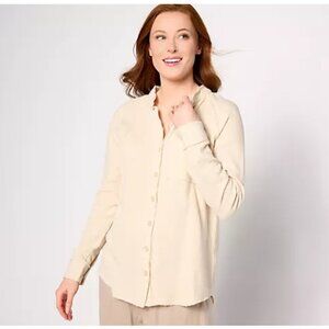 Belle Beach by Kim Gravel Women Top Sz XS Gauze Frayed Trim Sand Bar A643855